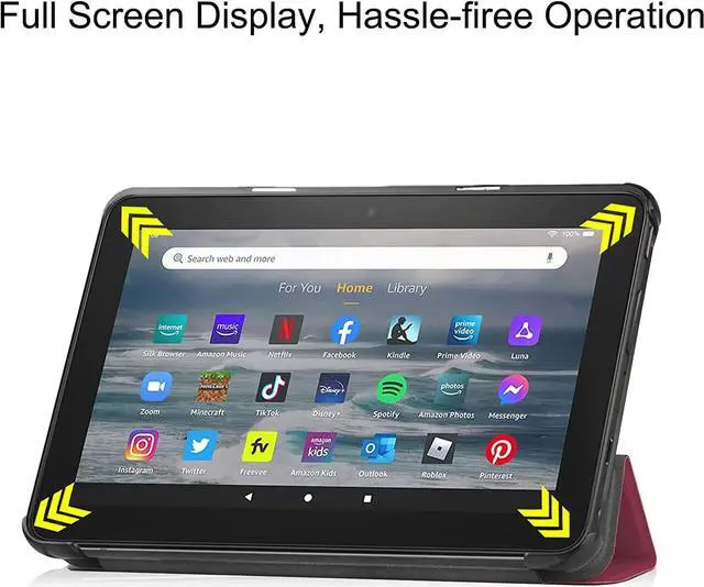 Alt view image 5 of 7 - Leather Case for Fire HD 7 2022 12th Gen Case Flip Slim Leather with Trifold Stand Fire HD 7 Auto Wake Sleep Smart Cover Soft TPU Shockproof Case (Fire HD 7 12th Gen, Red)