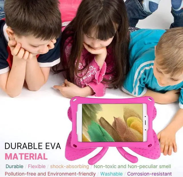 Alt view image 6 of 7 - Moto Tab G20 8.0 2021 Pretty Butterfly Case for Kids Girl Light Safe EVA Foam Full Cover Sturdy Moto Tab G20 Kids case with Stand Pencil Holder Shockproof Rugged case for Motorola Tab G20 (Rose)