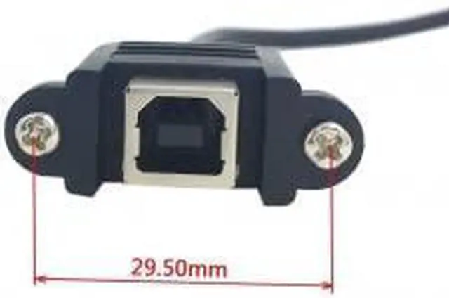 Alt view image 5 of 6 - USB 2.0 Type B Male to Type B Female Extension Cable with Screws for Panel Mount 50cm 90 Degree Left Angled