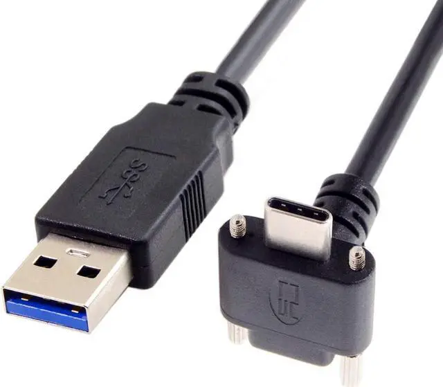 Alt view image 6 of 7 - USB 3.1 Type-C Dual Screw Locking Down Up Angled to Standard USB3.0 Data Cable 90 Degree for Camera (120cm)