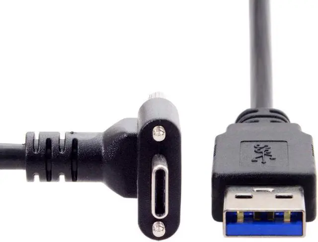 Main image of USB 3.1 Type-C Dual Screw Locking Down Up Angled to Standard USB3.0 Data Cable 90 Degree for Camera (120cm)