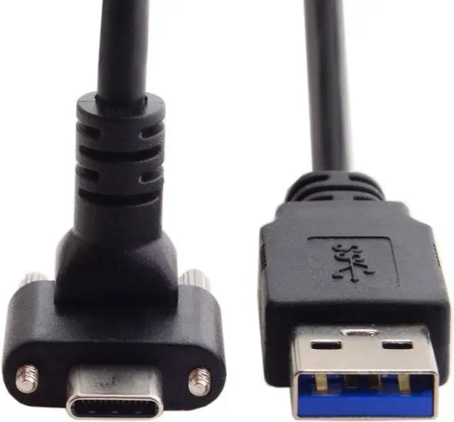Alt view image 2 of 7 - USB 3.1 Type-C Dual Screw Locking Down Up Angled to Standard USB3.0 Data Cable 90 Degree for Camera (120cm)