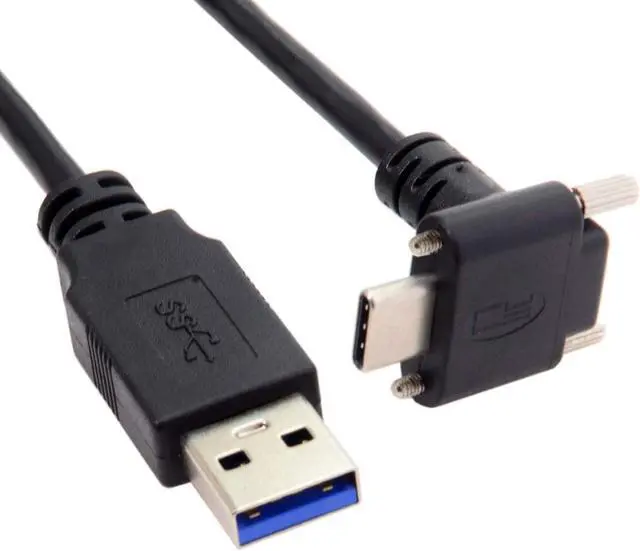 Alt view image 3 of 7 - USB 3.1 Type-C Dual Screw Locking Down Up Angled to Standard USB3.0 Data Cable 90 Degree for Camera (120cm)