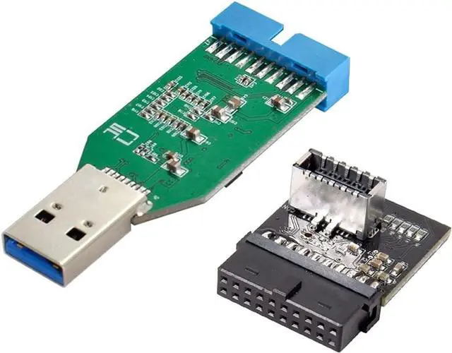 Alt view image 2 of 7 - Type-E Front Panel Socket Key-A USB 3.1 Female to USB 3.0 20 Pin Female Header to USB 3.0 Type-A Male Extension Adapter