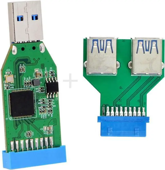 Alt view image 7 of 7 - USB 3.0 Type A Male to 20 Pin Female Motherboard Header Hub & 20 Pin Male to Dual USB3.0 Female Adapter
