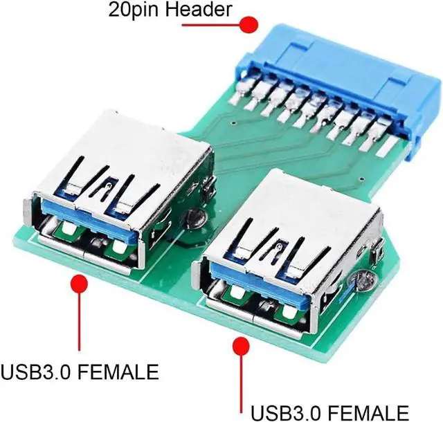 Alt view image 6 of 7 - USB 3.0 Type A Male to 20 Pin Female Motherboard Header Hub & 20 Pin Male to Dual USB3.0 Female Adapter