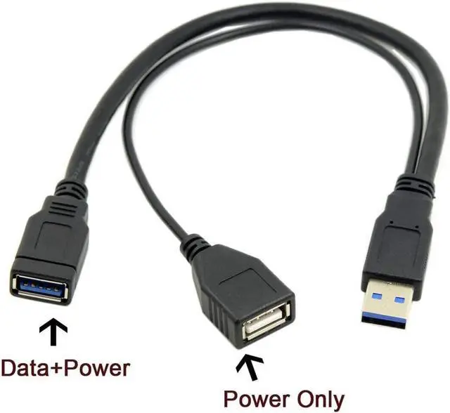 Alt view image 2 of 6 - USB 3.0 Male to Dual USB Female Extra Power Data Extension Cable for 2.5" Mobile Hard Disk