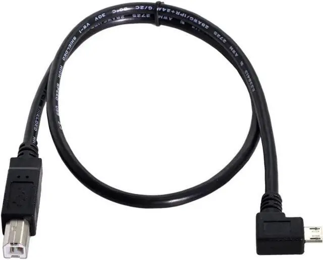 Alt view image 2 of 6 - Micro USB to Printer Cable,Micro USB OTG 90 Degree Left Angled to USB Type B Printer Scanner Hard Disk Cable 60cm