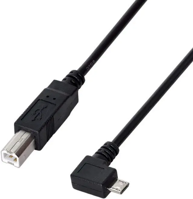 Alt view image 5 of 6 - Micro USB to Printer Cable,Micro USB OTG 90 Degree Left Angled to USB Type B Printer Scanner Hard Disk Cable 60cm