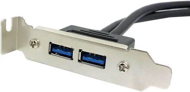 Alt view image 7 of 7 - USB 3.0 Front Panel Header 19/20Pin 1 Male to 2 USB 3.0 Female Chassis Back Panel Port Extension Cable 50cm with 80mm PCI-E Slot Bracket