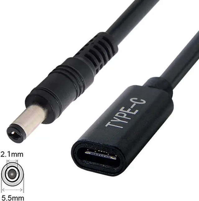 Alt view image 2 of 5 - Type C USB-C Female Input to DC 5.5x2.1mm Cable fit for Laptop DC 19.5V