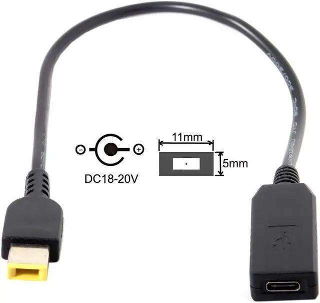 Alt view image 4 of 7 - USB 3.1 Type C USB-C to Rectangle 11.0x4.5mm PD 65W Emulator Trigger Cable for Laptop Thinkpad X1 Carbon X240 X250 Square Power Charge 65W PD USB Type-C