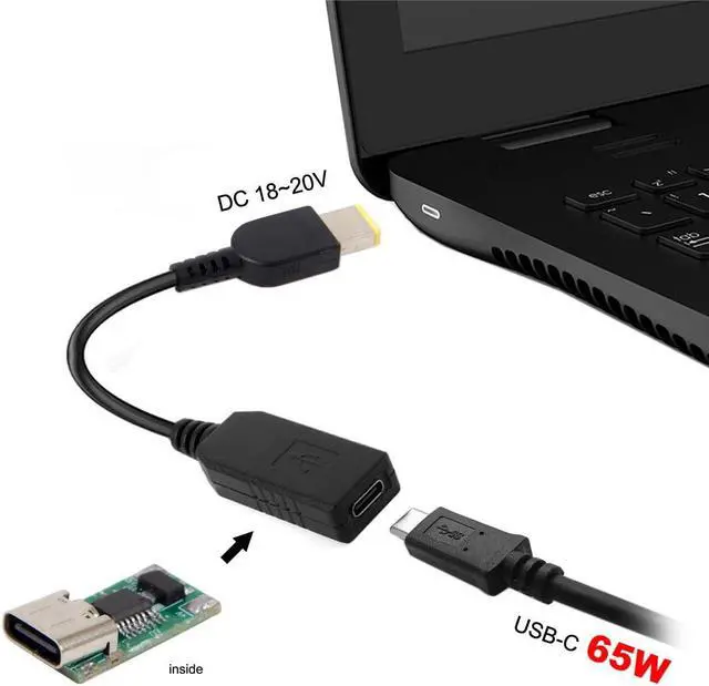 Alt view image 3 of 7 - USB 3.1 Type C USB-C to Rectangle 11.0x4.5mm PD 65W Emulator Trigger Cable for Laptop Thinkpad X1 Carbon X240 X250 Square Power Charge 65W PD USB Type-C