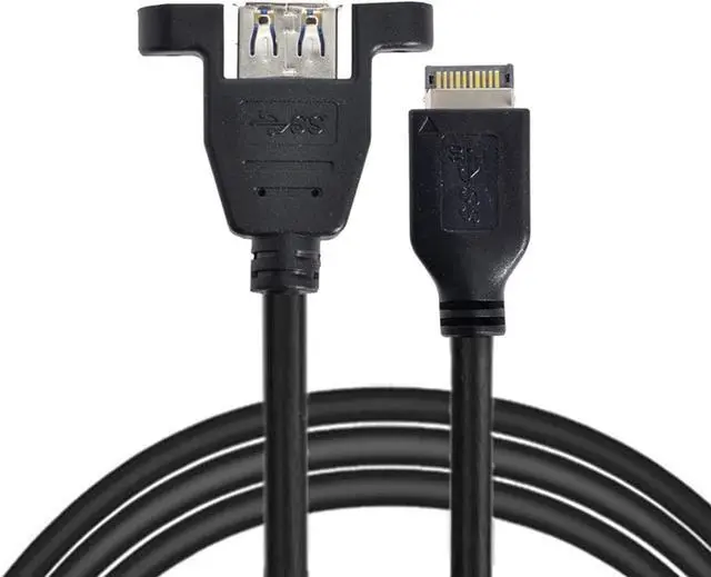Alt view image 4 of 7 - USB 3.1 Type-E Front Panel Header Male to USB 3.0 Type-A Female Extension Cable 50cm Panel Mount Type