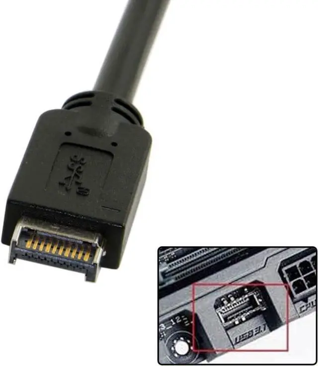 Alt view image 3 of 7 - USB 3.1 Type-E Front Panel Header Male to USB-C Type-C Female Extension Cable with Panel Mount Screw 40cm