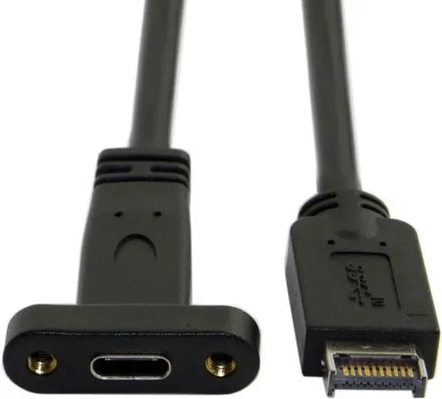 Alt view image 6 of 7 - USB 3.1 Type-E Front Panel Header Male to USB-C Type-C Female Extension Cable with Panel Mount Screw 40cm