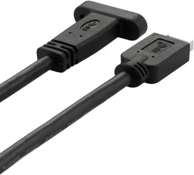 Alt view image 7 of 7 - USB 3.1 Type-E Front Panel Header Male to USB-C Type-C Female Extension Cable with Panel Mount Screw 40cm