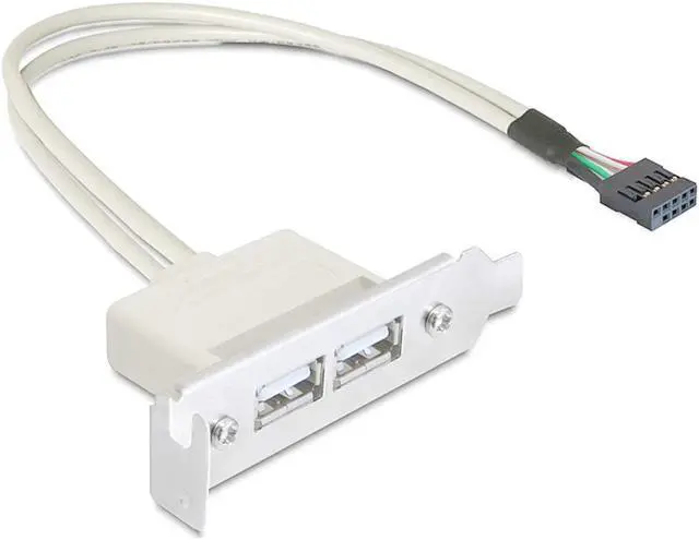 Alt view image 2 of 6 - JSER Low Profile 9.5mm Height USB 2.0 Female Back Panel to Motherboard 9pin Cable with PCI Bracket 40cm