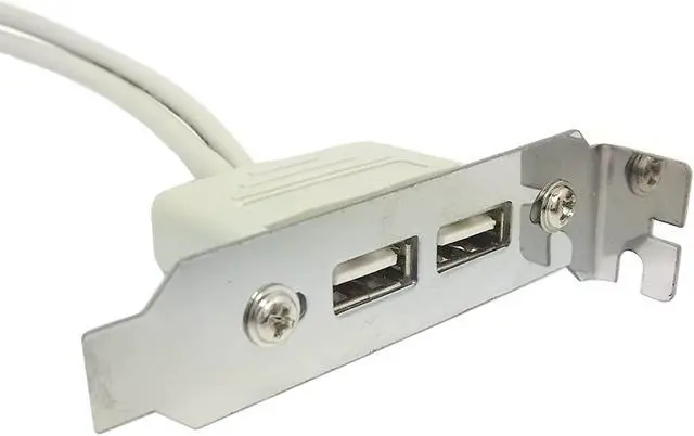 Alt view image 4 of 6 - JSER Low Profile 9.5mm Height USB 2.0 Female Back Panel to Motherboard 9pin Cable with PCI Bracket 40cm