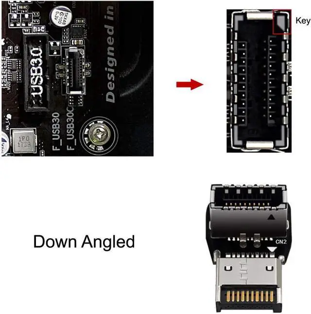 Alt view image 4 of 7 - 2pcs Type-E USB 3.1 Front Panel Header Male to Female Motherboard Extension Data Adapter