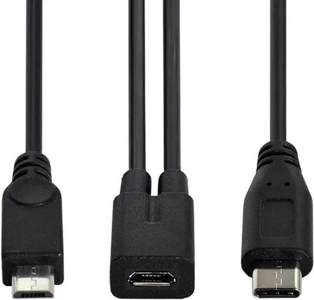 Alt view image 4 of 5 - Micro USB Female to USB 3.1 USB-C Type-C & Micro USB Male Splitter Charged Extension Cable
