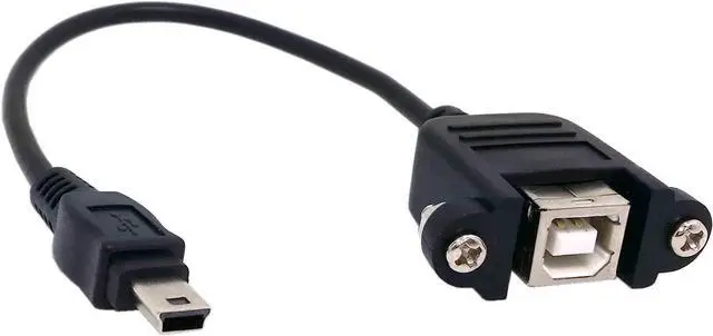 Alt view image 4 of 4 - Mini USB 5pin Male to USB B Female Panel Mount Type Cable 20cm with Screws
