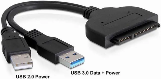 Alt view image 3 of 7 - SATA to USB Cable USB 3.0 to 22 Pin 2.5" SATA Hard Disk Driver Adapter with Extral USB Power Cable