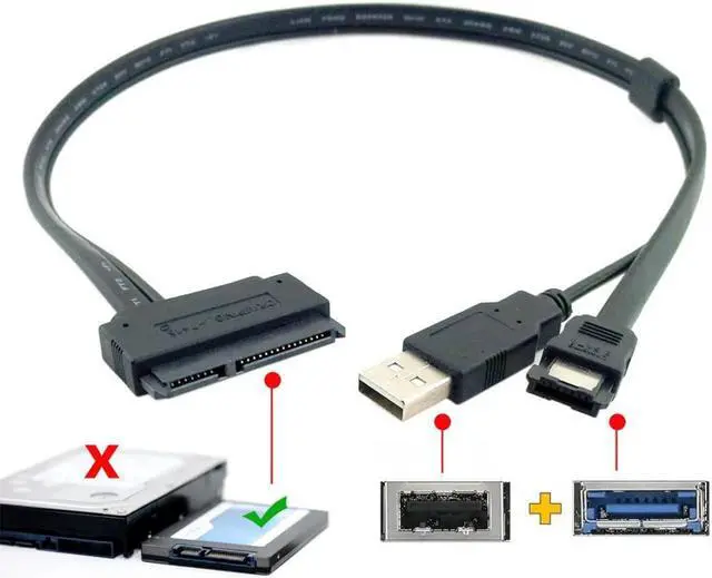 Alt view image 3 of 7 - 2.5 inch Hard Disk Drive SATA 22Pin to Esata Data + USB Powered Cable 50cm