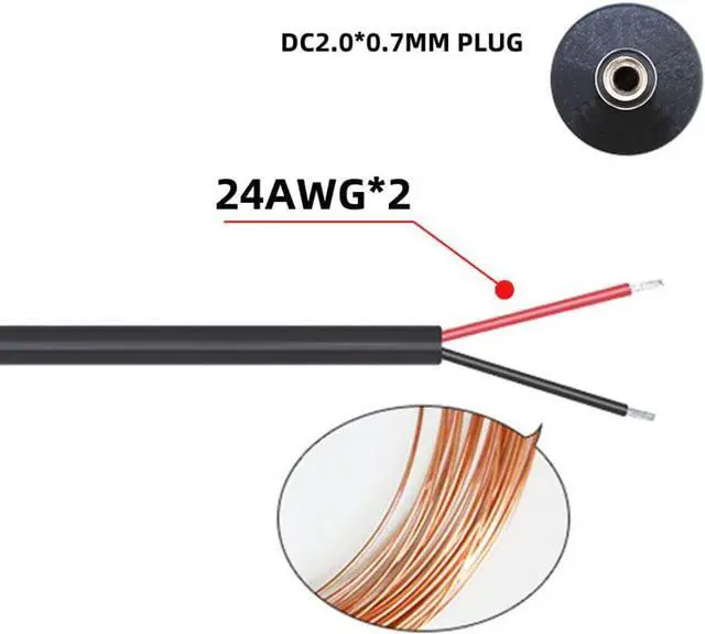 Alt view image 3 of 6 - USB to DC 2.0x0.7mm Cable,USB 2.0 Type A Male to DC 5V 2.0x0.7mm Power Round Plug Cable 24AWG 150cm