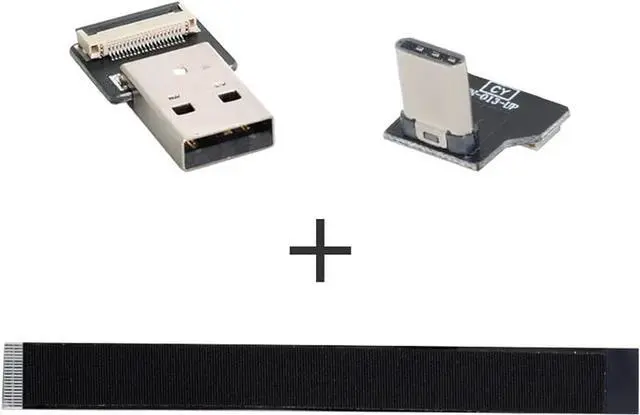 Alt view image 4 of 7 - Type-A USB 2.0 Male to Type-C USB-C Male Upward Angled 90 Degree Data Flat Slim FPC Cable 100CM for FPV & Disk & Phone