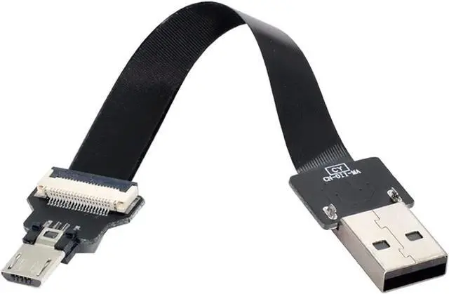 Alt view image 4 of 7 - Type-A USB 2.0 Male to Micro USB 5Pin Male Data Flat Slim FPC Cable 20CM for FPV & Disk & Phone