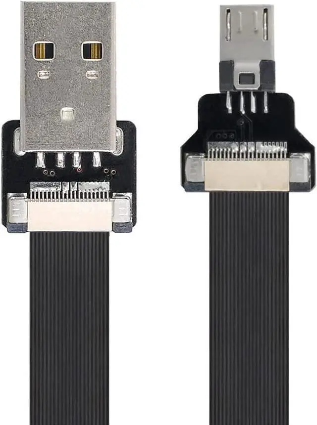 Main image of Type-A USB 2.0 Male to Micro USB 5Pin Male Data Flat Slim FPC Cable 20CM for FPV & Disk & Phone