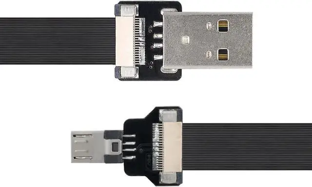 Alt view image 2 of 7 - Type-A USB 2.0 Male to Micro USB 5Pin Male Data Flat Slim FPC Cable 20CM for FPV & Disk & Phone