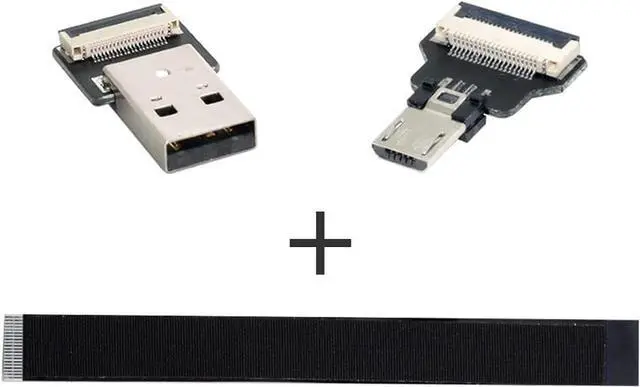 Alt view image 3 of 7 - Type-A USB 2.0 Male to Micro USB 5Pin Male Data Flat Slim FPC Cable 20CM for FPV & Disk & Phone