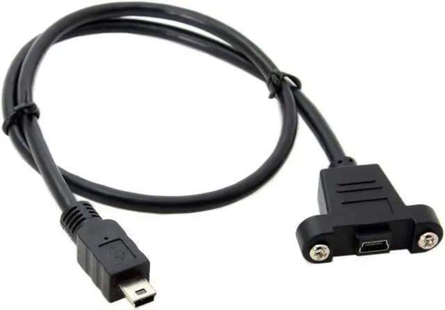 Main image of Panel Mount Type Mini USB 5Pin Male to Female Extension Adapter Cable with Screws 50cm