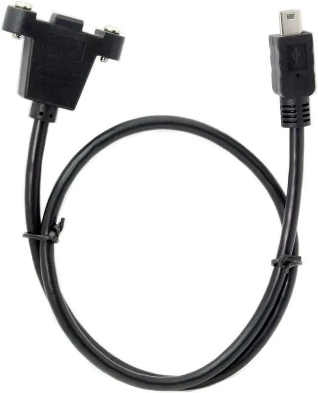 Alt view image 2 of 7 - Panel Mount Type Mini USB 5Pin Male to Female Extension Adapter Cable with Screws 50cm