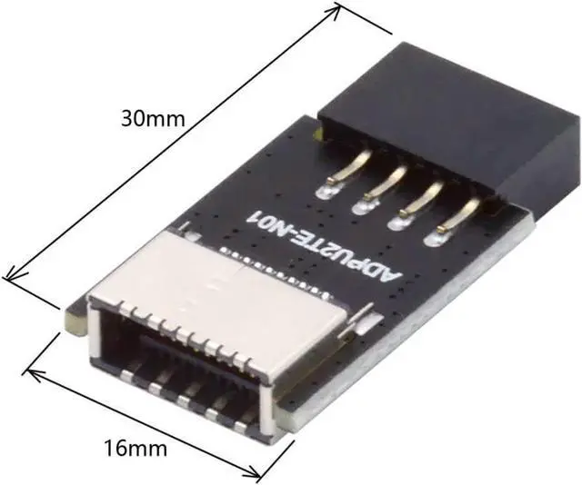 Alt view image 4 of 6 - USB 2.0 9Pin Male to USB 3.1 Type E Key-A Female Front Panel Socket to 9Pin Mainboard Header Extension Adapter