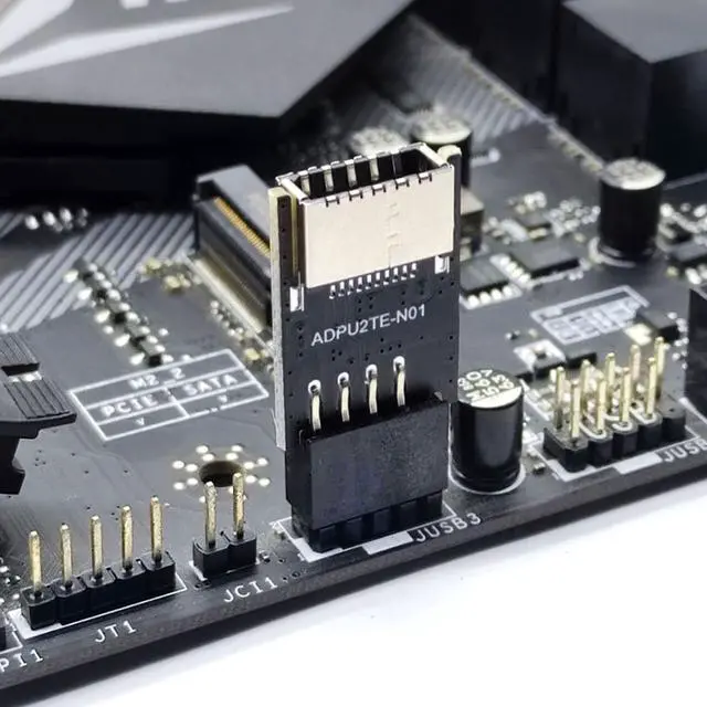 Alt view image 5 of 6 - USB 2.0 9Pin Male to USB 3.1 Type E Key-A Female Front Panel Socket to 9Pin Mainboard Header Extension Adapter