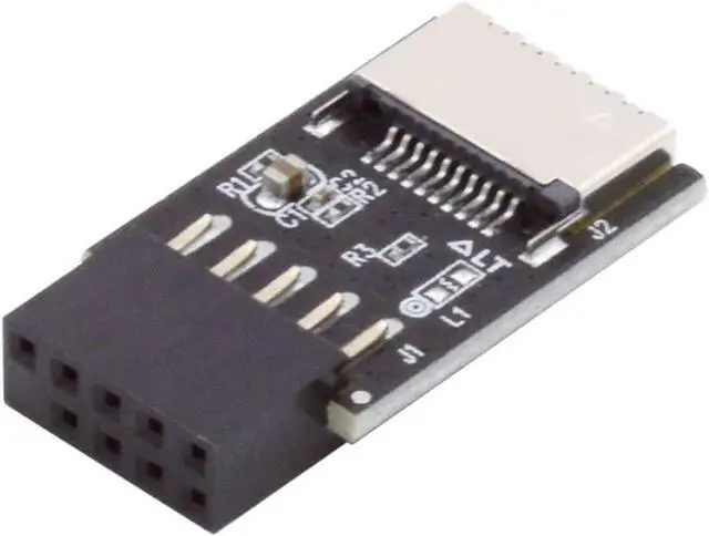 Alt view image 6 of 6 - USB 2.0 9Pin Male to USB 3.1 Type E Key-A Female Front Panel Socket to 9Pin Mainboard Header Extension Adapter