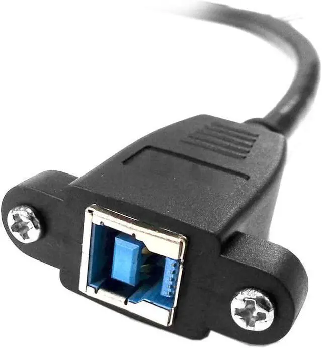 Alt view image 2 of 7 - 50cm USB 3.0 Back Panel Mount B Type Female to Right Angled 90 Degree B Type Male Extension Cable