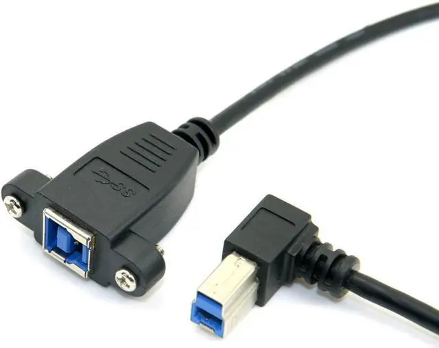 Alt view image 4 of 7 - 50cm USB 3.0 Back Panel Mount B Type Female to Right Angled 90 Degree B Type Male Extension Cable