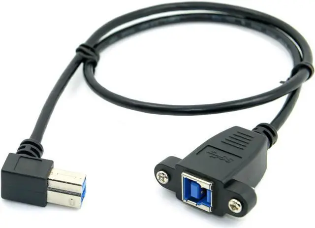 Alt view image 7 of 7 - 50cm USB 3.0 Back Panel Mount B Type Female to Right Angled 90 Degree B Type Male Extension Cable