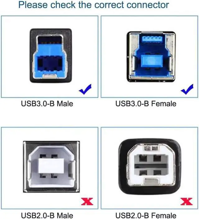 Alt view image 3 of 7 - USB 3.0 Type-B Male to Type-B Female Back Panel Mount Extension Data Cable for Industrial Camera  Printer 0.5m
