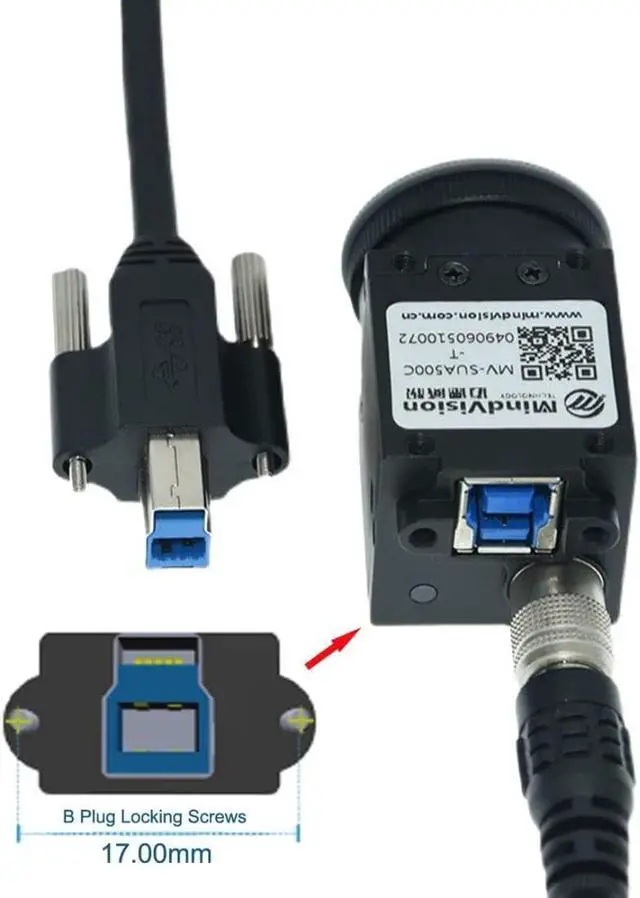 Alt view image 4 of 7 - USB 3.0 Type-B Male to Type-B Female Back Panel Mount Extension Data Cable for Industrial Camera  Printer 0.5m