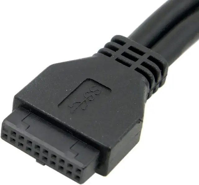 Alt view image 2 of 6 - 2 Ports USB 3.0 Female to Motherboard 20Pin Male Cable for Front Panel Screw Mount Type 30cm