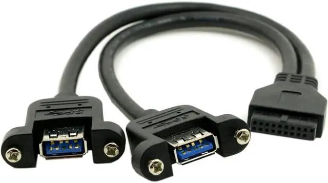 Alt view image 6 of 6 - 2 Ports USB 3.0 Female to Motherboard 20Pin Male Cable for Front Panel Screw Mount Type 30cm