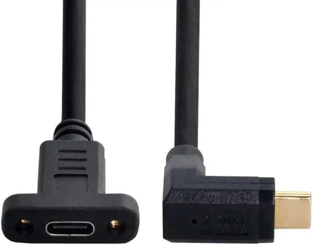 Alt view image 6 of 7 - USB 3.1 Type C USB-C Male to USB-C Female Extension Data Cable 90 Degree Up & Down Angled 30cm