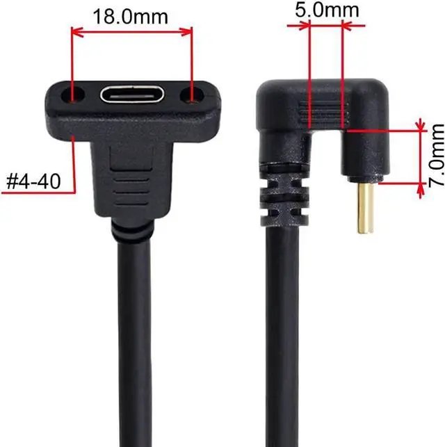 Alt view image 2 of 7 - Type C USB-C USB 3.1 Male 180 Degree U Shape Back Angled to Type C USB-C USB 3.1 Female Extension Data Cable 30cm