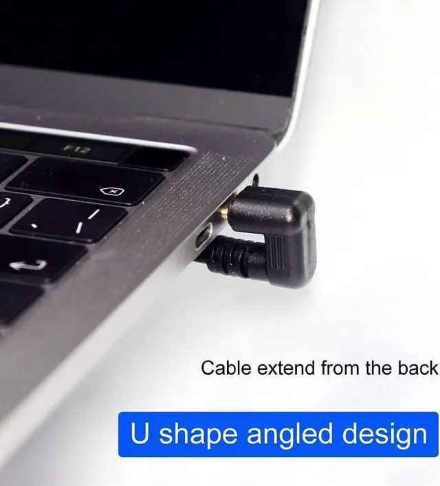 Alt view image 6 of 7 - Type C USB-C USB 3.1 Male 180 Degree U Shape Back Angled to Type C USB-C USB 3.1 Female Extension Data Cable 30cm