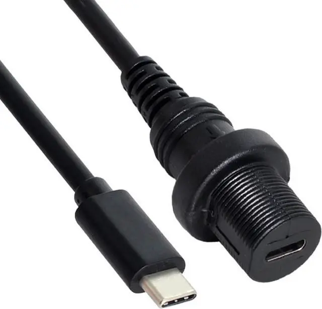 Alt view image 5 of 7 - Dustproof Waterproof USB-C Type-C USB 3.1 Extension Flush Car Mount Extension Cable for Dashboard Panel